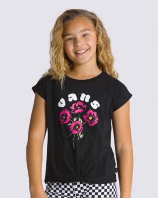 Vans Kids Poppy Curve Knot T-shirt(black)