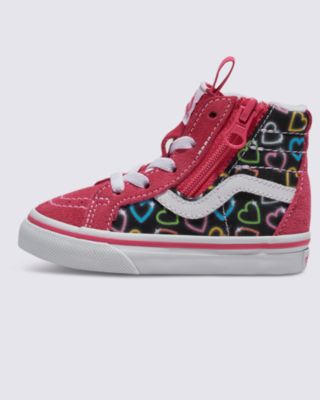 Vans Toddler Sk8-hi Reissue Side Zip Shoe(neon Hearts/pink/multi)