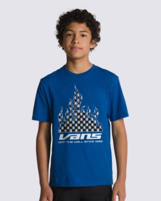 Kids Reflective Checkerboard Flame T-Shirt(True Blue)