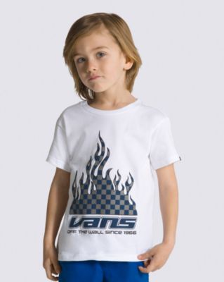 Vans Little Kids Reflective Checkerboard Flame T-shirt(white)