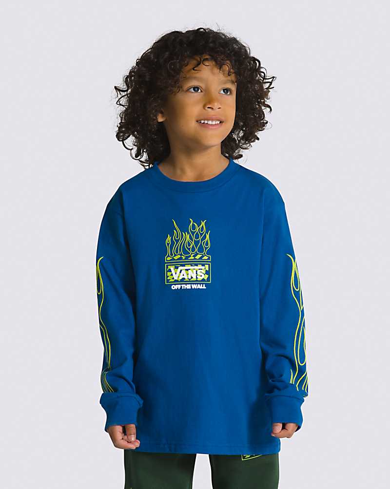 Little Kids Neon Flames Long Sleeve T-Shirt | T-Shirts