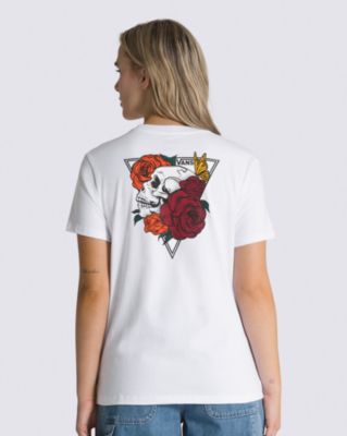 Bloom Skull Boyfriend T-Shirt(White)