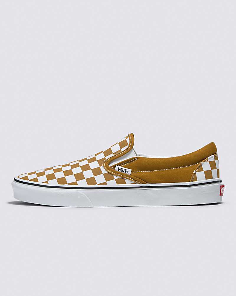 Vans, Shoes, Yellow And White Checkered Slipon Vans Size 8