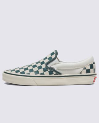 Vans Classic Slip-on Checkerboard Shoes (checkerboard Green/true White) Unisex White