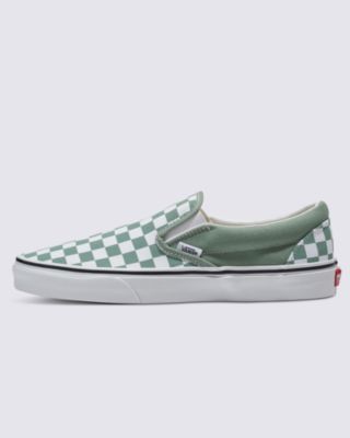 Vans Classic Slip-on Checkerboard Schuhe (color Theory Checkerboard Iceberg Green) Unisex Weiß