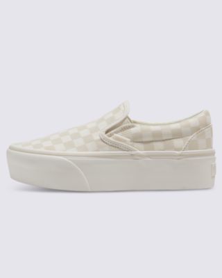 Vans Classic Slip-on Checkerboard Stackform Shoe(marshmallow/turtledove)