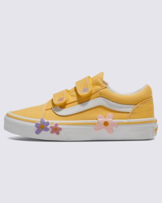 Vans Kids Old Skool V Shoe(yellow/flower)