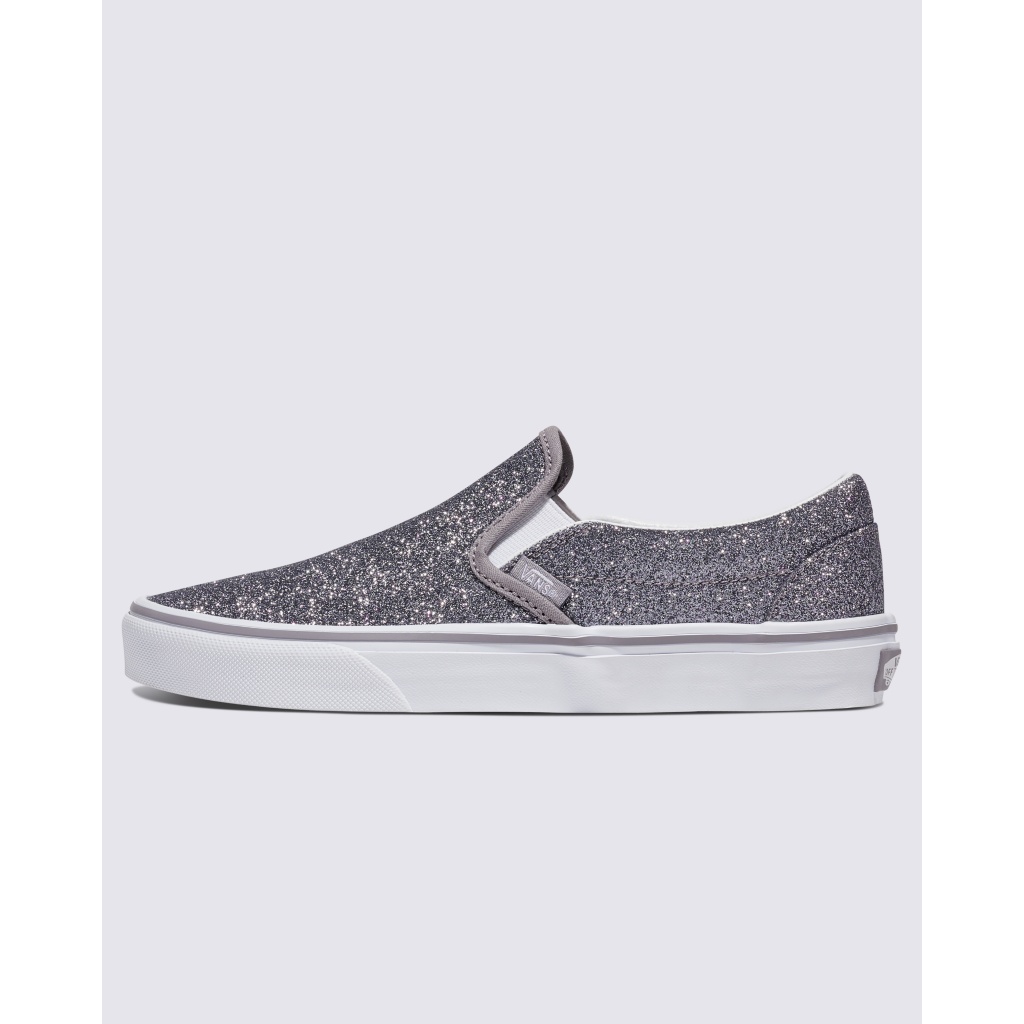 Silver glitter slip on sneakers on sale