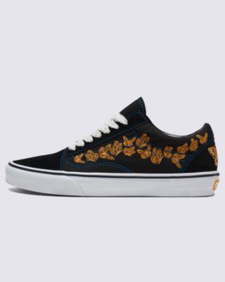 Black fashion rose old skool vans