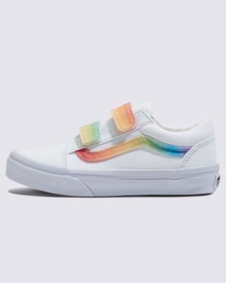 Vans Kids Old Skool V Shoe(rainbow True White/multi)