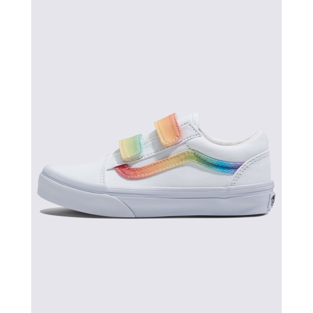 Kids Old Skool V Shoe in Rainbow True White Multi Vans