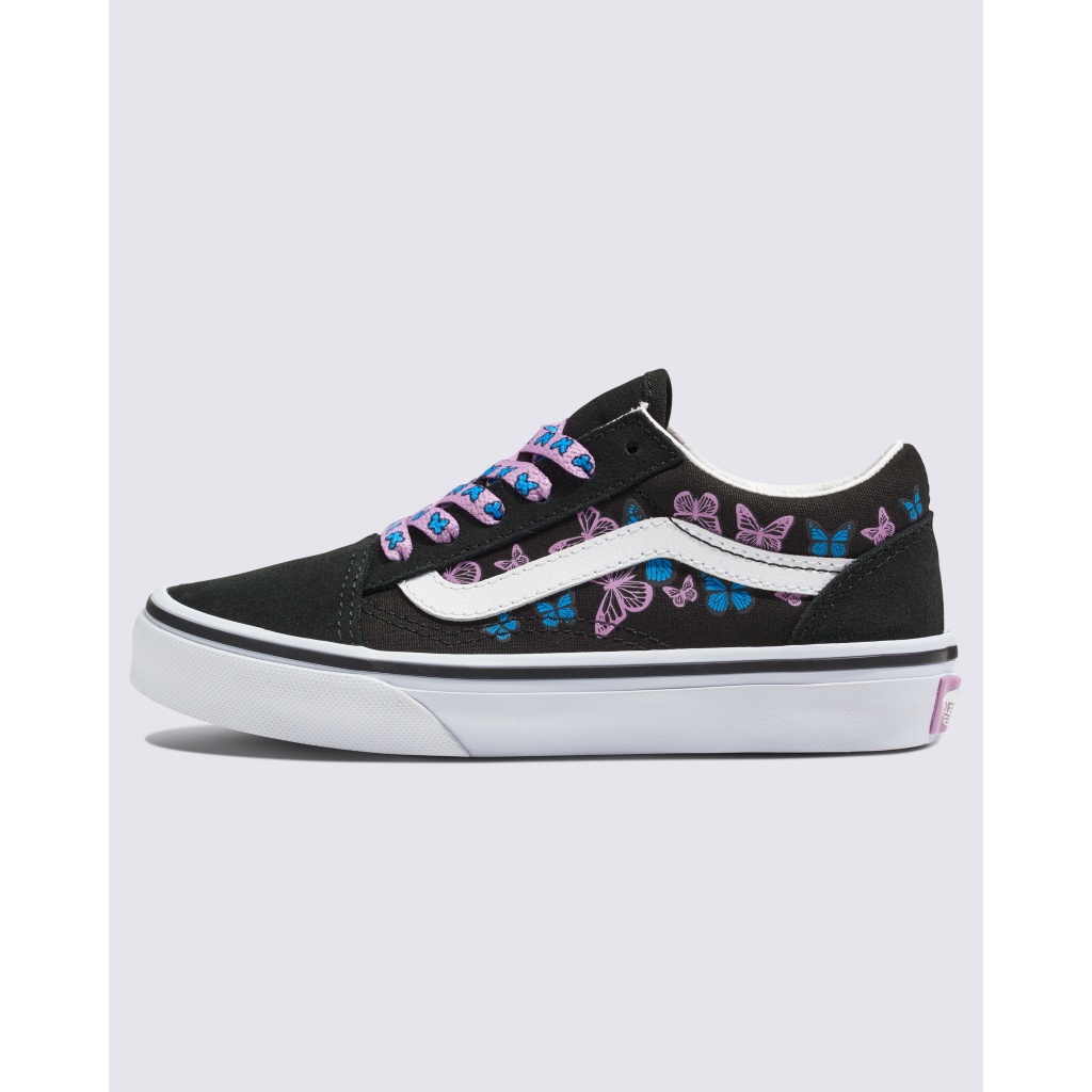 New buy VANS Authentic Warped Floral Black Purple Pink Blue Sneakers