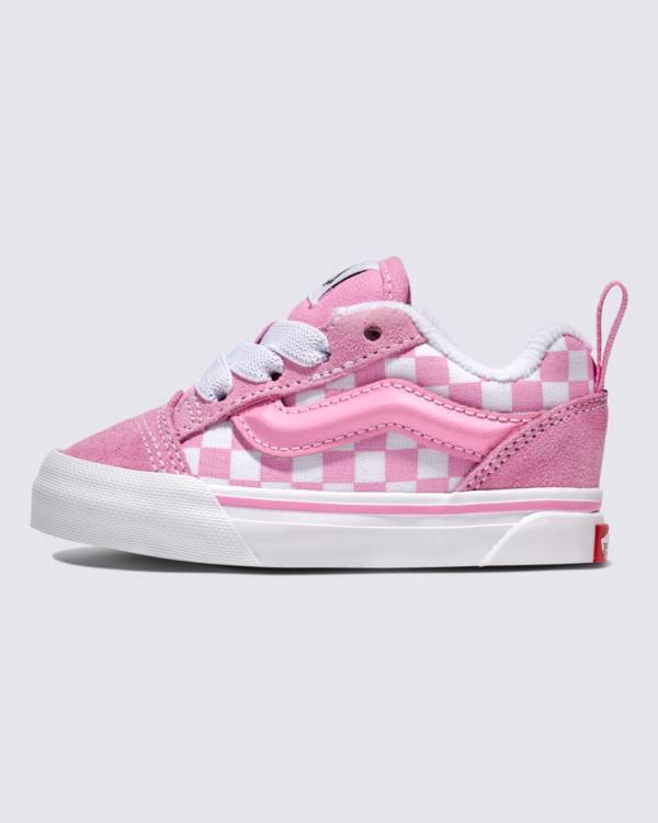 Toddler Knu Skool Checkerboard Shoe in pink.