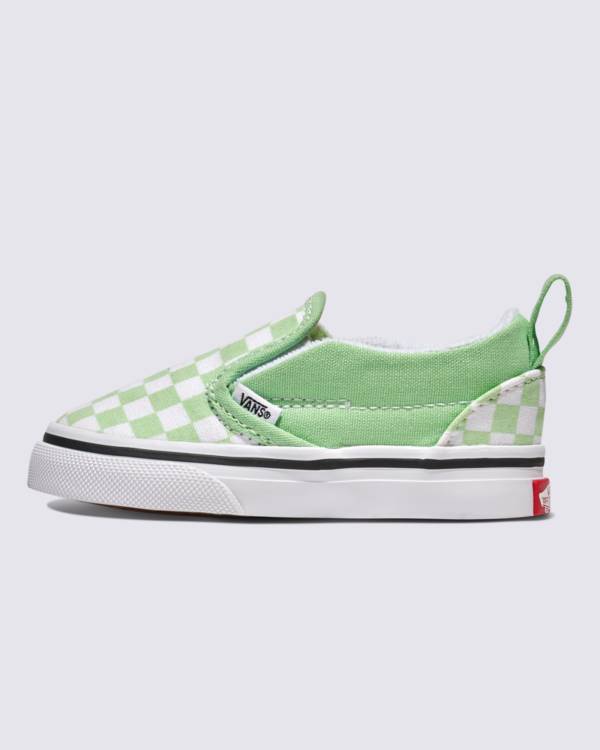 Toddler Classic Slip-On V Checkerboard Shoe in green.