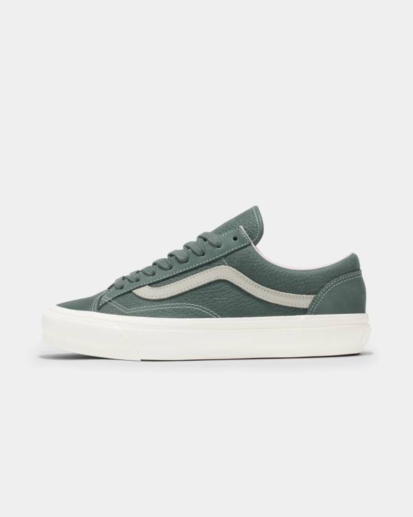 Premium Old Skool Leather Shoe in green. 