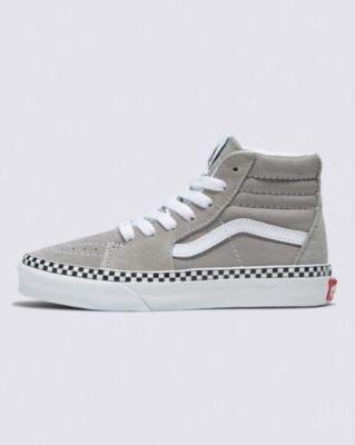 Vans Kids Sk8-hi Checkerboard Foxing Shoe(drizzle/true White)