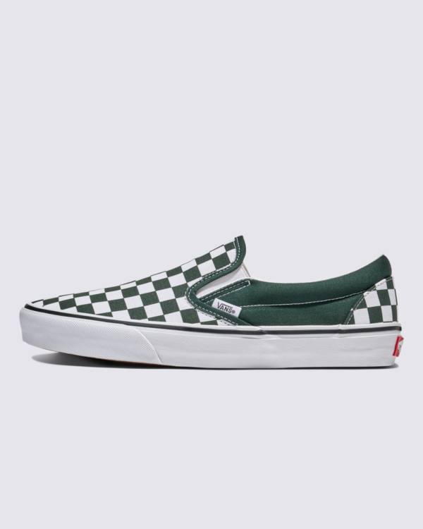 Classic Slip-On Checkerboard Shoe in green.