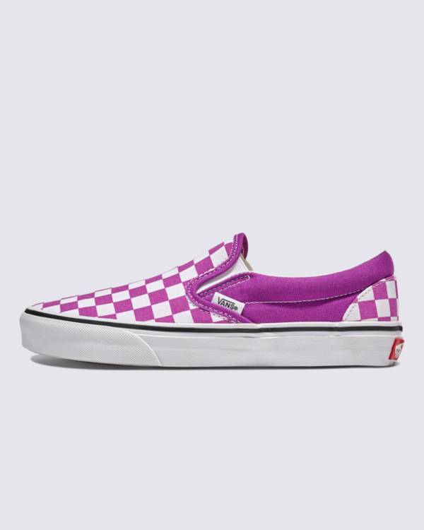 Classic Slip-On Checkerboard Shoe in purple.