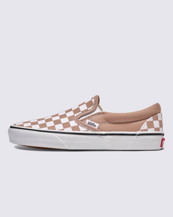 Classic Slip-On Checkerboard Shoe in brown.