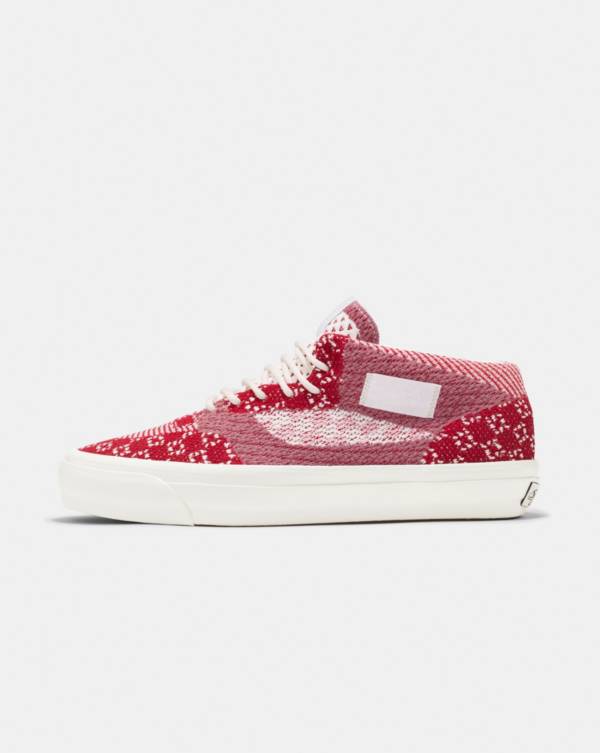 Premium Half Cab Knit Shoe in red. 