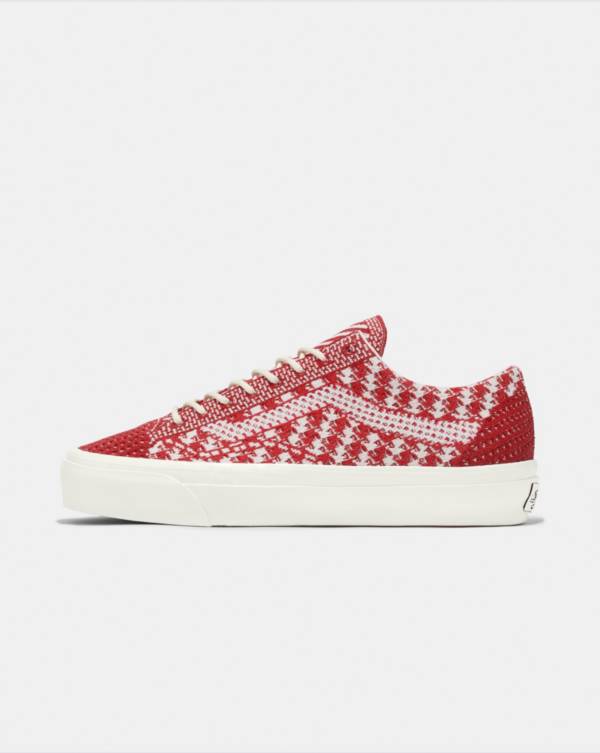 Premium Old Skool Knit Shoe in red. 