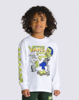 Vans Little Kids Haunted House Of Long Sleeve T-shirt(white)