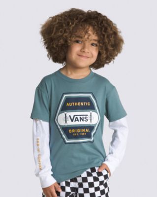 Vans Little Kids Sk8 Authentic 66 Twofer T-shirt(north Atlantic/white)