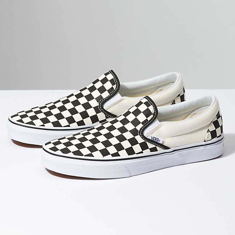 Lunar New Year Sympathize Firefighter Vans | Classic Checkerboard Slip-On Black/White Shoe