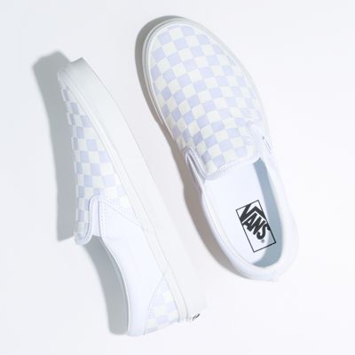 grey checkerboard slip on vans