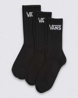 Vans Kids Classic Crew Socks (3 Pairs) (black) Youth Black