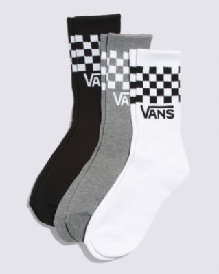 Vans Kids Check Crew Sock 3-pack(white/black/heather Grey)
