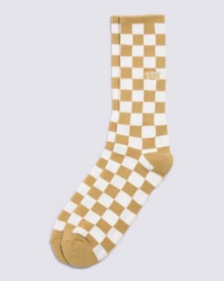 Vans Checkerboard Crew Socks (1 Pair) (antelope) Men Brown