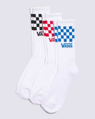 Vans Classic Check Crew Socks (3 Pairs) (white) Men White
