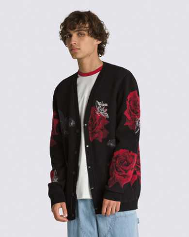 Composite Rose Jacquard Cardigan Sweater