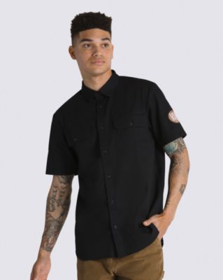 Vans Oval Logo Work Wear Buttondown Shirt(black)