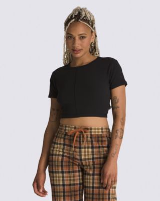 Birch Ribbed Fitted Crop Top(Black)