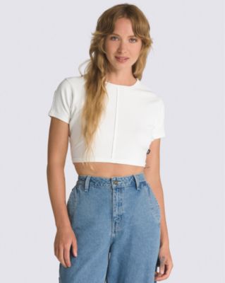 Birch Ribbed Fitted Crop Top(Marshmallow)