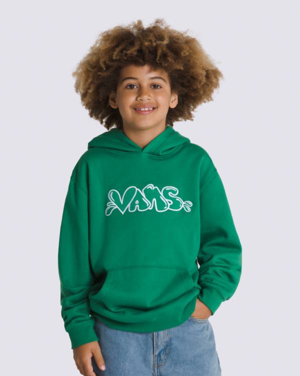 Kids Caps Pullover Hoodie in green.