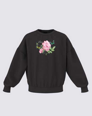 Kids Butter-Floral Slouchy Crew Fleece Sweatshirt
