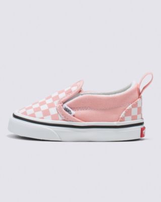 Vans Zapatillas De Bebé Checkerboard Slip-on Con V (1-4 Años) ((checkerboard) Powder Pink/true White) Toddler Rosa