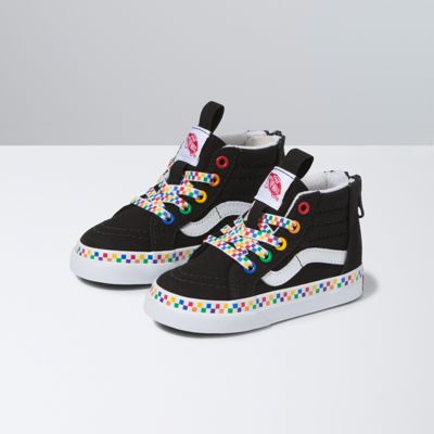 rainbow checkered vans high tops