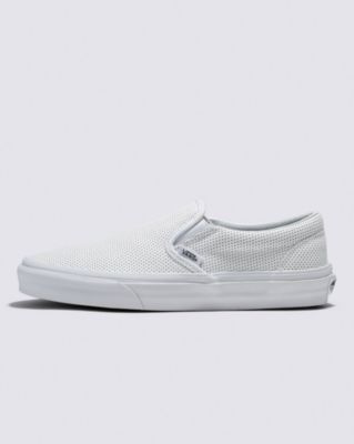 Vans Perf Leather Classic Slip-on Shoes ((perf Leather) White) Unisex White