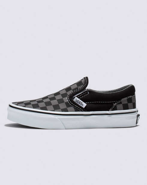 Vans Kids Checkerboard Slip-On Shoe (Black/Pewter)