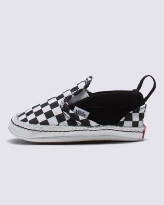 Infant Slip-On V Crib Checker Shoe(Black/True White)