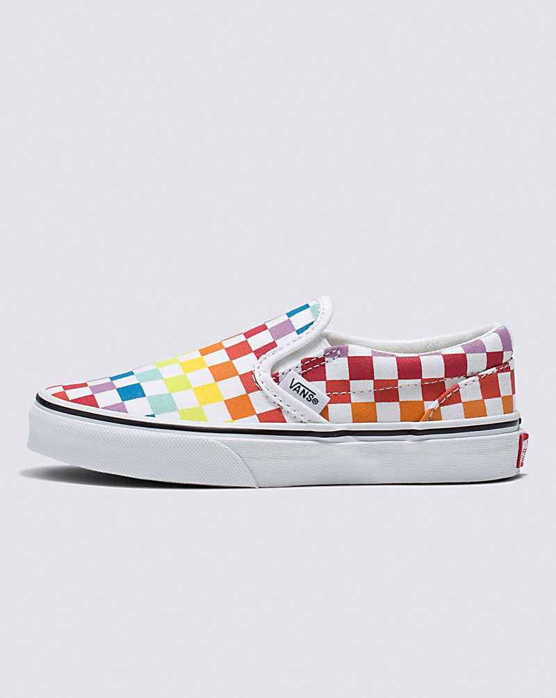 vieren metaal Per ongeluk Vans | Kids Classic Checkerboard Slip-On Rainbow/True White Shoes