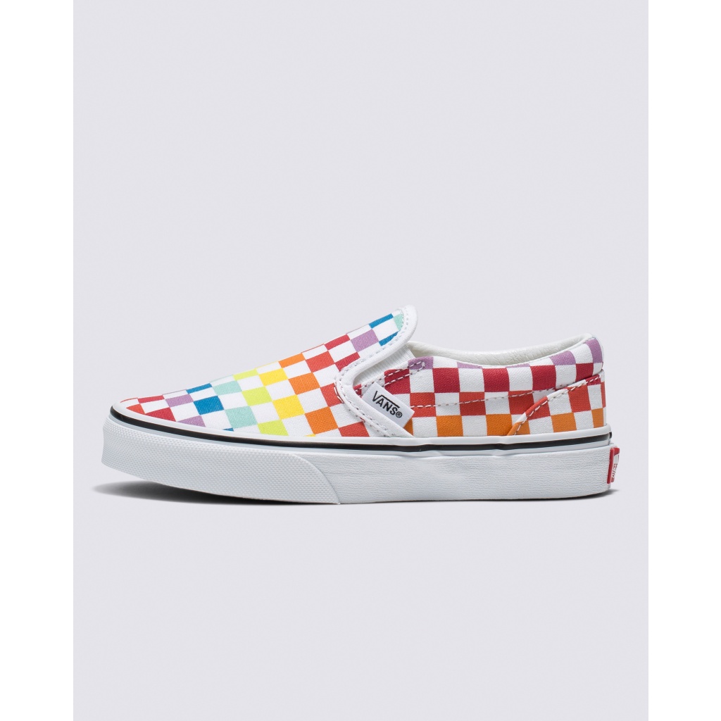 Pine gullig Pelmel Vans | Kids Classic Checkerboard Slip-On Rainbow/True White Shoes