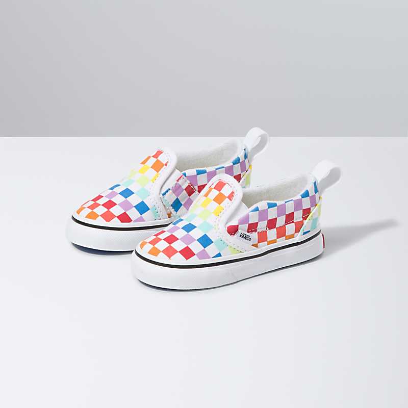 Frustration staining Many dangerous situations Vans | Toddler Slip-On V Checkerboard Rainbow/True White Shoes