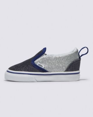 Vans Toddler Slip-on V Glitter Shoe(silver/navy)