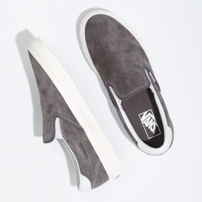 gray suede slip on vans