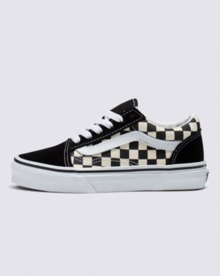 Vans Kids Primary Check Old Skool Shoes (4-8 Years) ((primary Check) Blk/white) Kids 